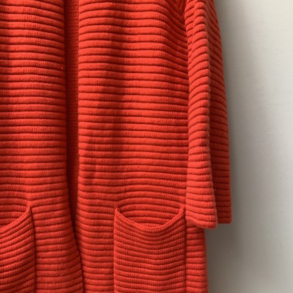 Laura Biagiotti Donna Pure Cashmere Cardigan Size UK 14 Orange Pockets Long - Picture 4 of 12